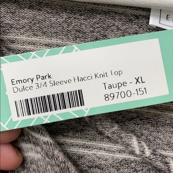 Emory Park dulce3/4 sleeve hacci knit top XL. NWT - Picture 6 of 10